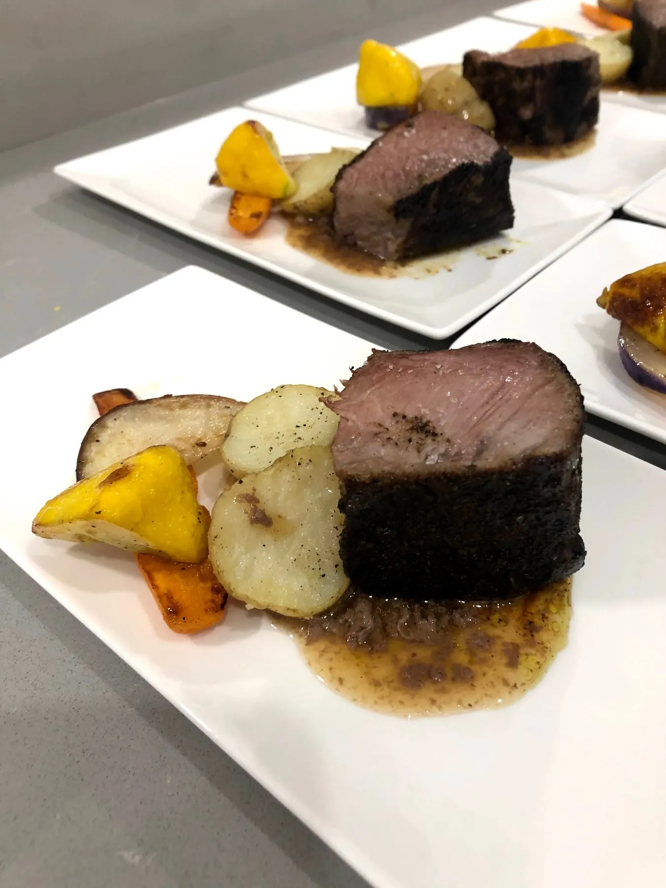 A dish plated for service